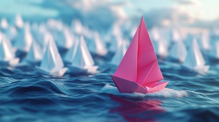 Barco de papel rosa